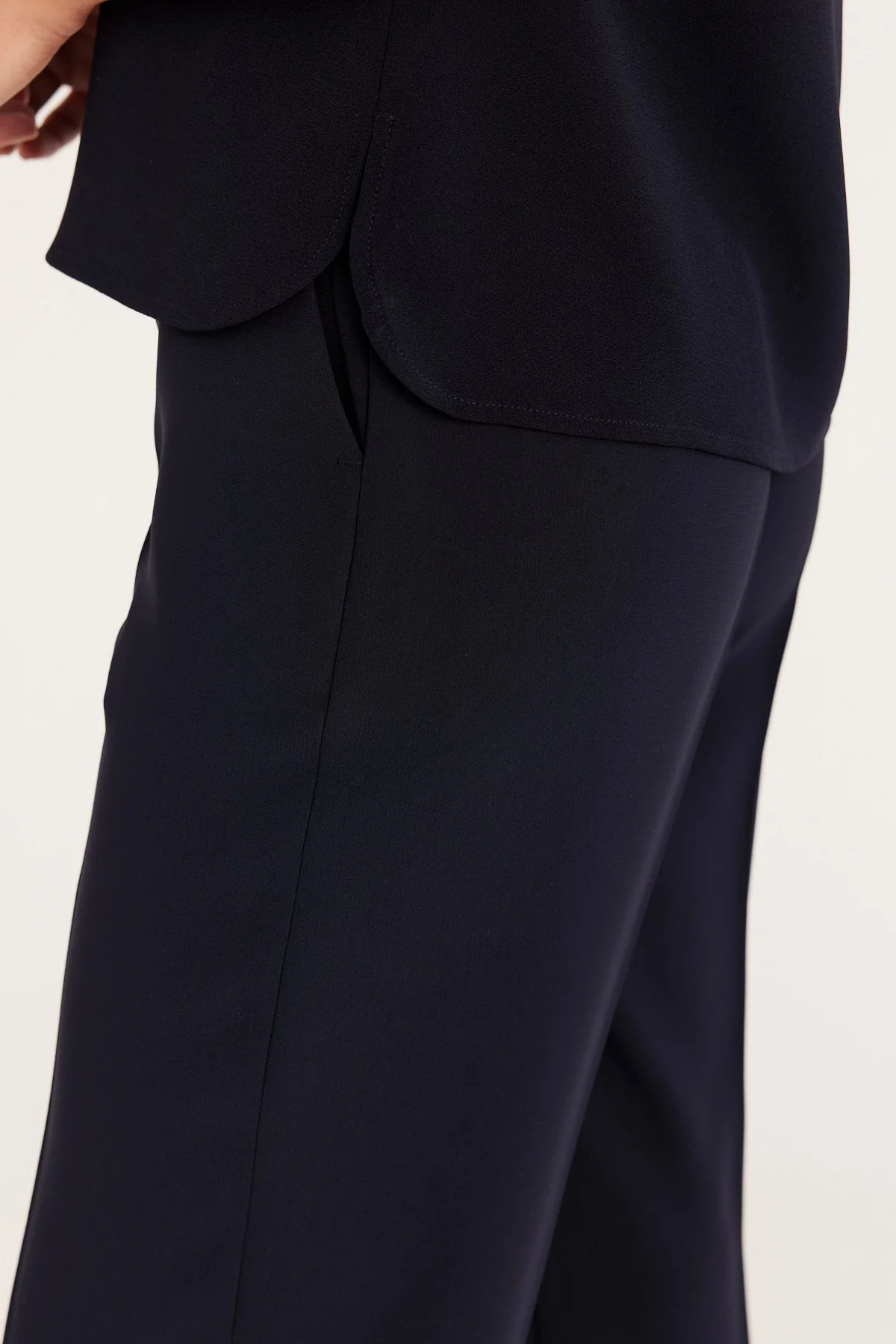 Lina Satin Trim Top - Navy - Image 6